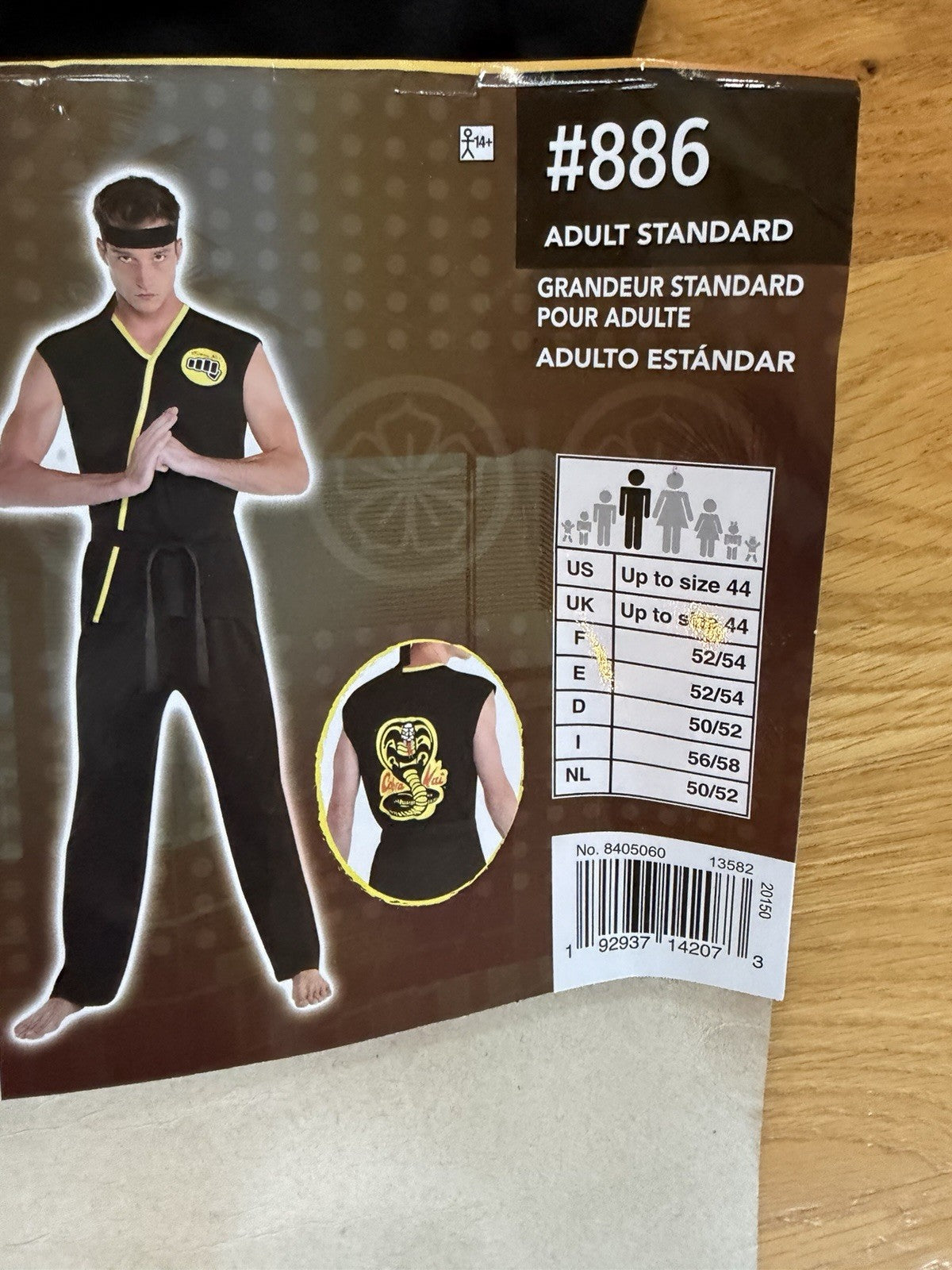 Cobra Kai Karate Kid Costume Black Gi Uniform Adult S/M Halloween Cosplay Outfit