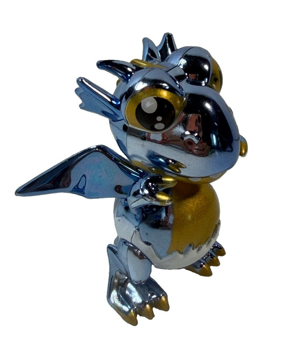 Ryan's World Shelldon Baby Dragon Metallic Chrome Figure Blue Gold