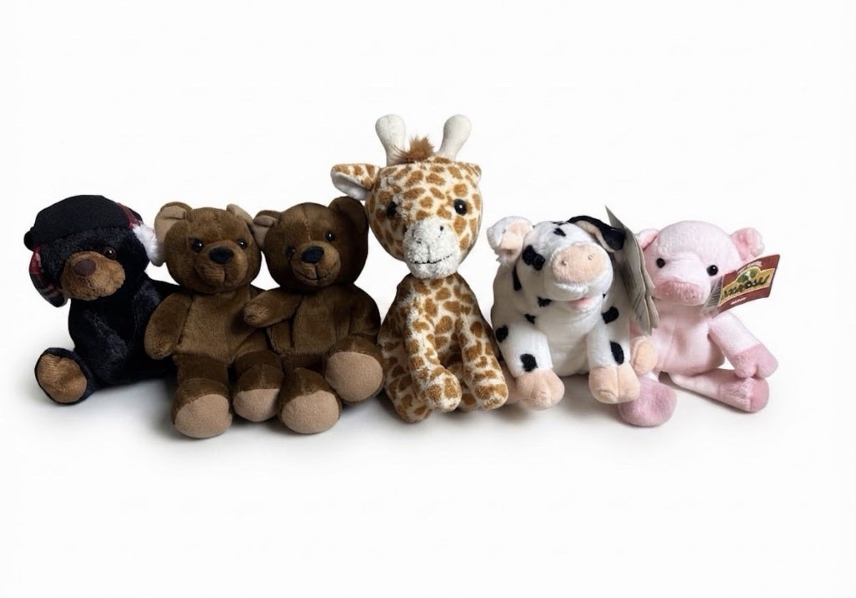 Plush Animals Lot 6 Bear Giraffe Cow Pig Kellytoy Wishpets Animal Alley Stuffed