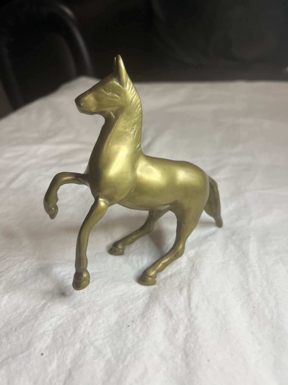 Vintage Solid Brass Rearing Horse Figurine – Made in Taiwan