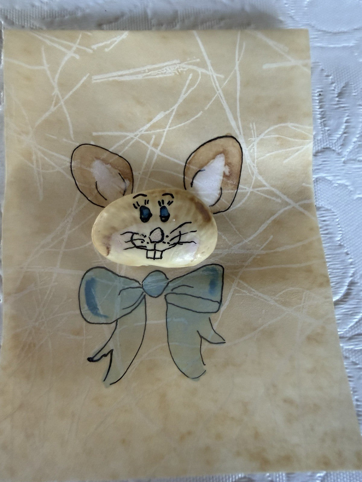 Joni Forte Signed Bean Art Mice Cards Hand Painted Folk Art Lot of 4