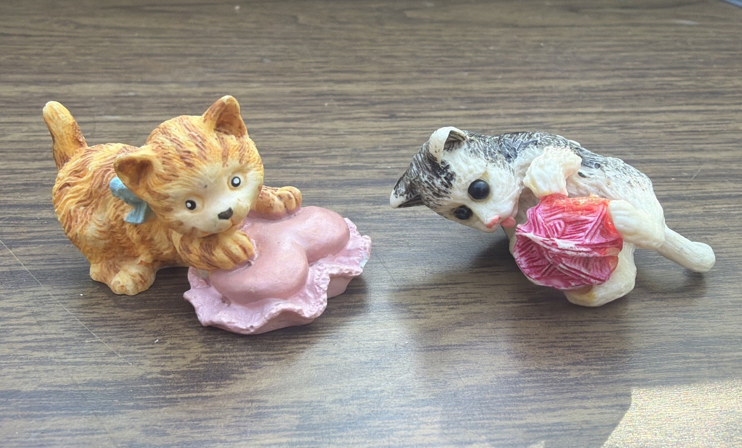 Miniature Cat Figurines Mixed Lot Tiny Ceramic Resin Cats