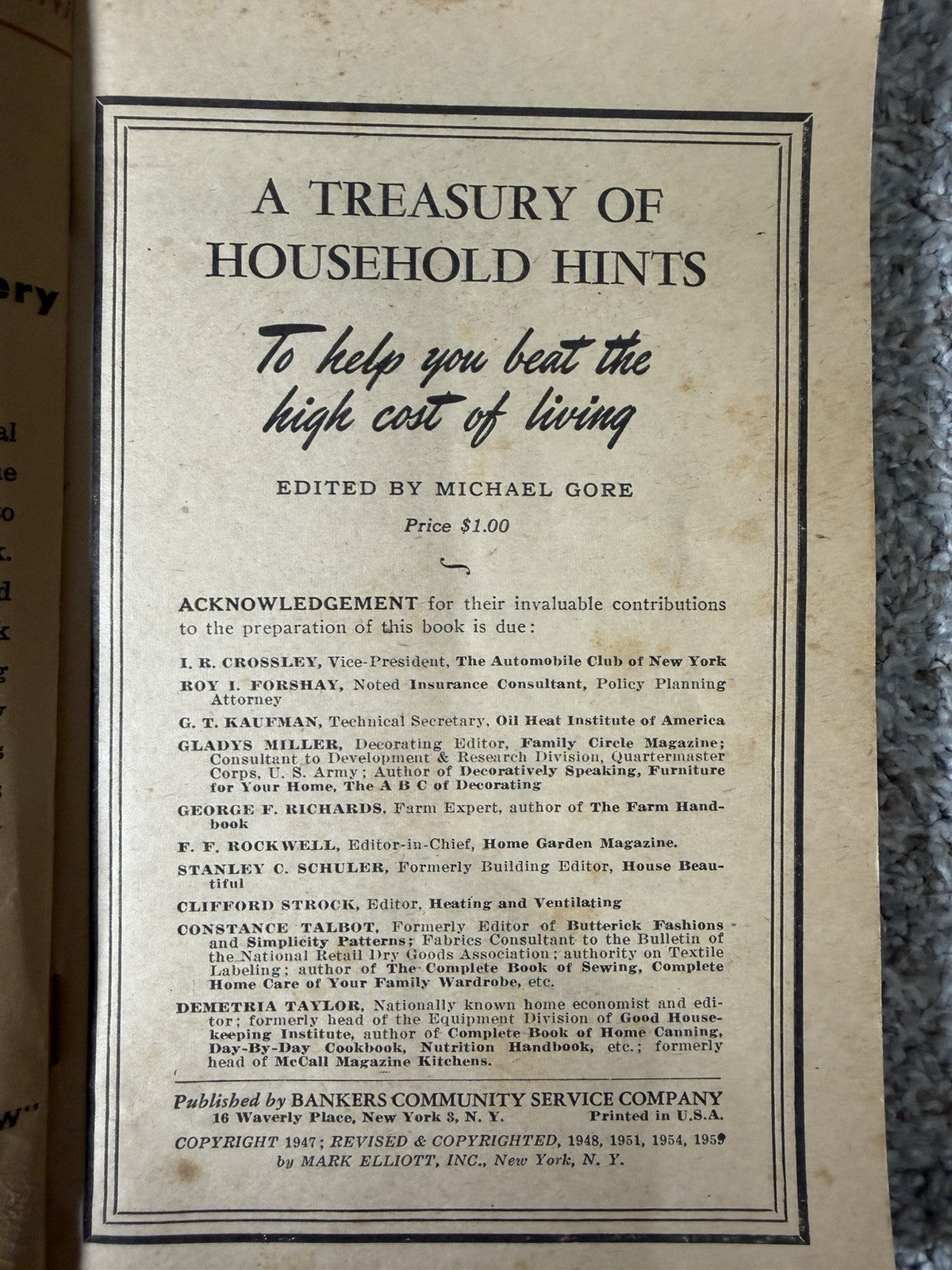 Vintage 1003 Household Hints Work Savers First National Bank Wisconsin