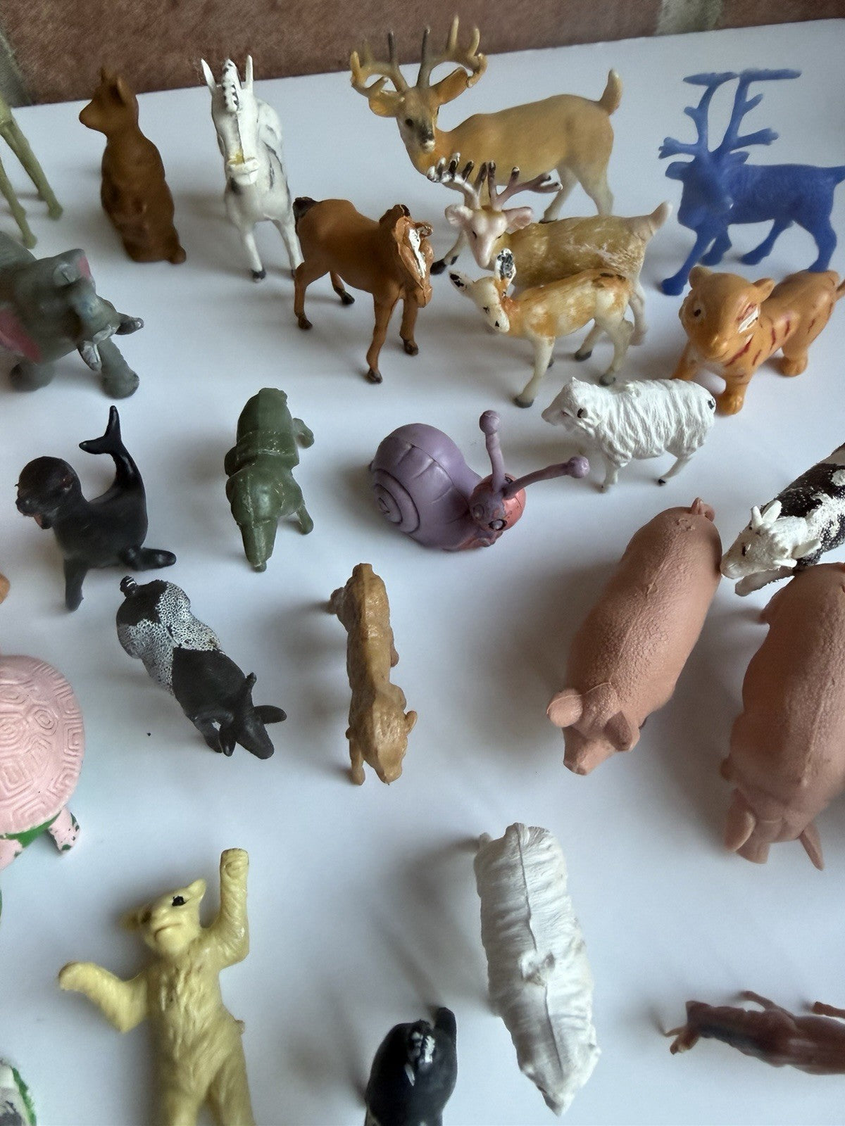 Vintage Miniature Plastic Animal Figure Lot 43 Zoo Farm Hong Kong Mixed Toys Set