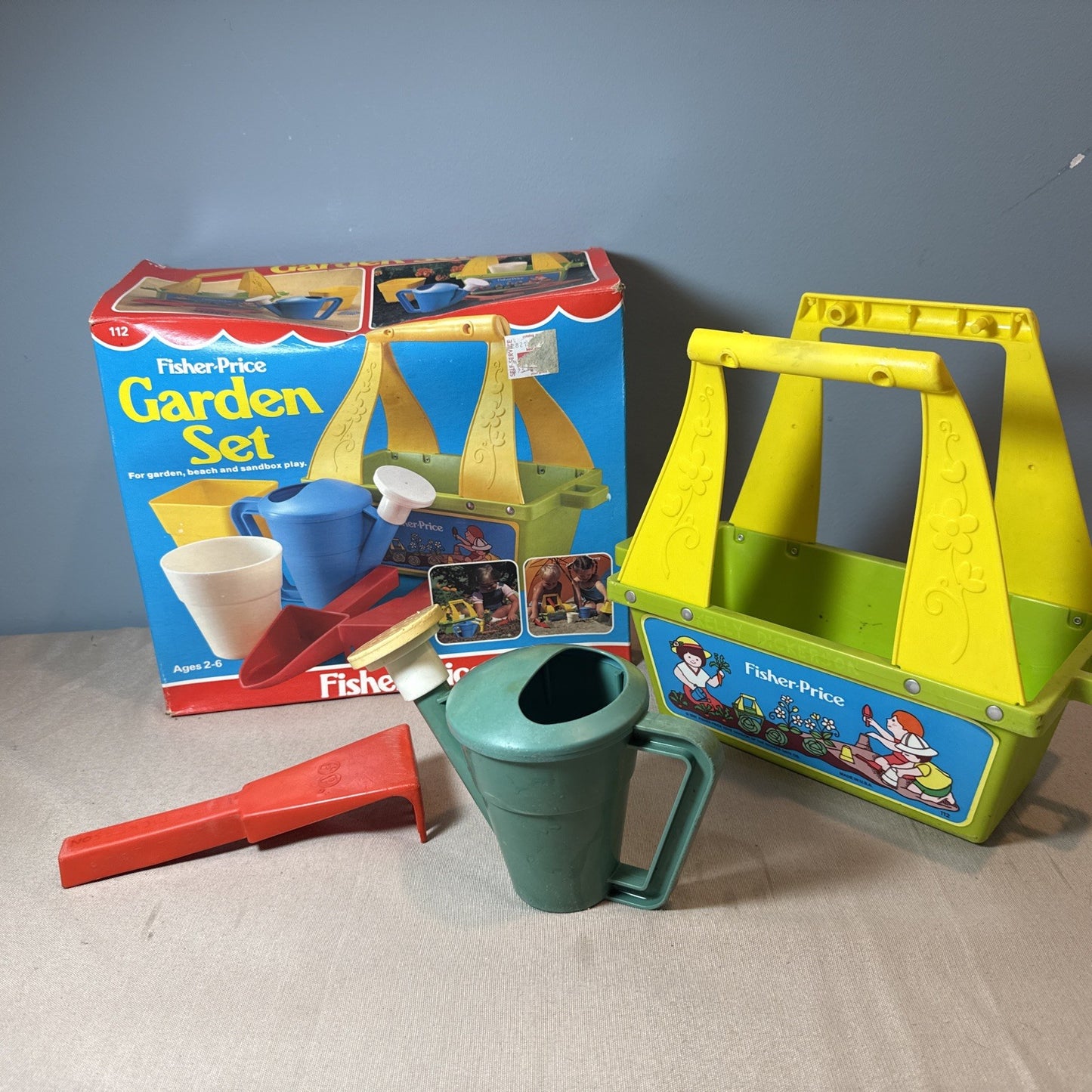 Vintage 1981 Fisher Price Garden Set 112 Playset Box Incomplete Replacement Part