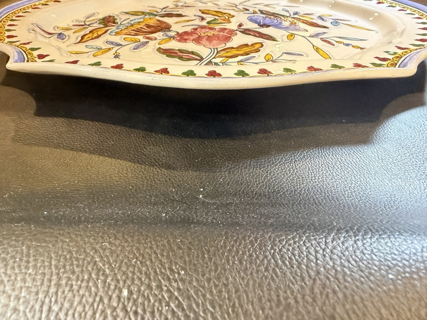Vintage Berardos Portugal Hand Painted Floral Ceramic Platter Serving Tray