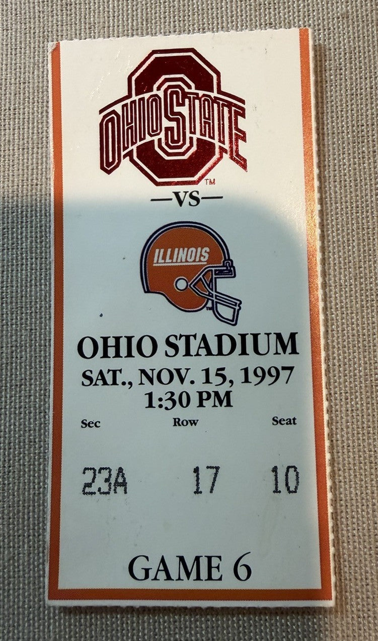 1997 Ohio State Football Ticket Stub Lot Northwestern Illinois Cooper Era