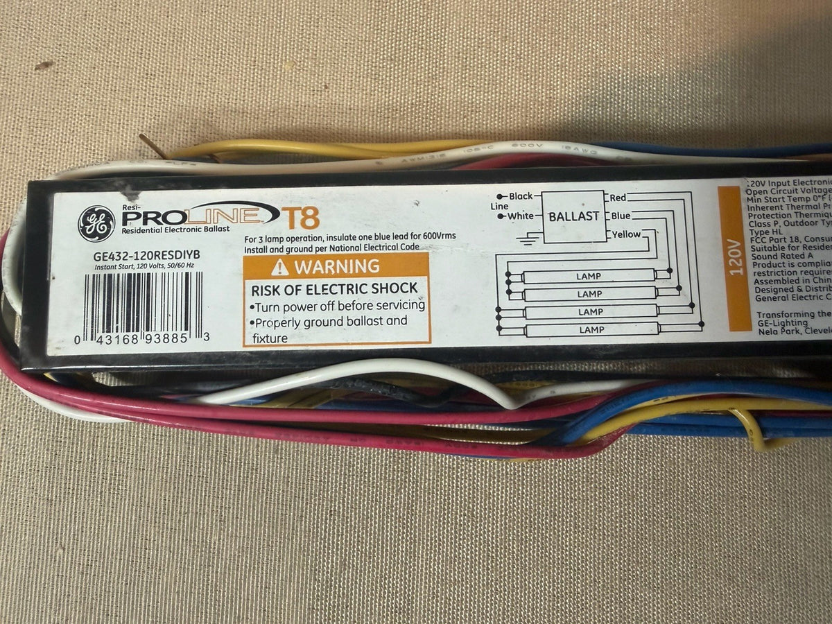 GE ProLine 93885 Electronic Ballast 4 Lamp 120V T8 Fluorescent Light NEW