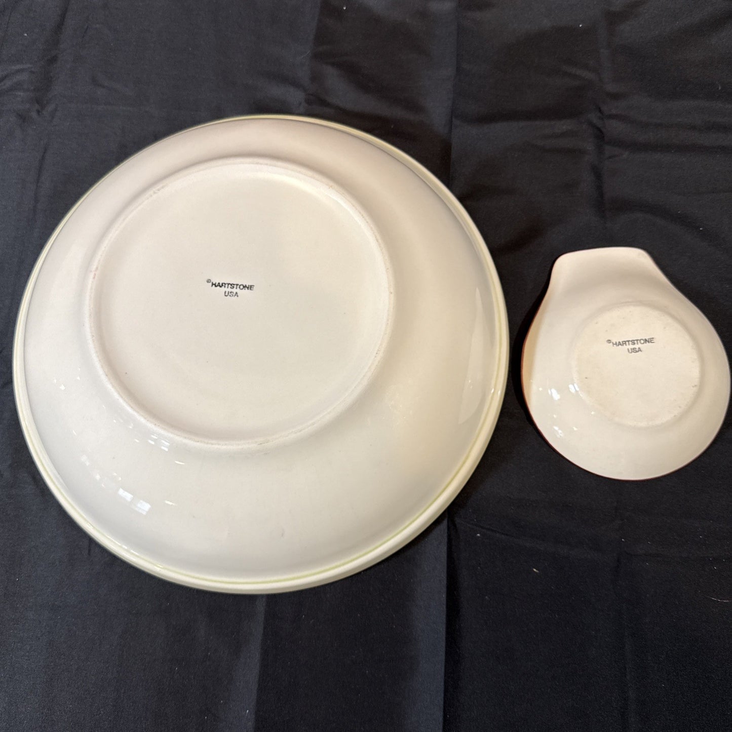 Hartstone Pottery Lot 13” Pasta Serving Bowl And Side Plate Apple Design