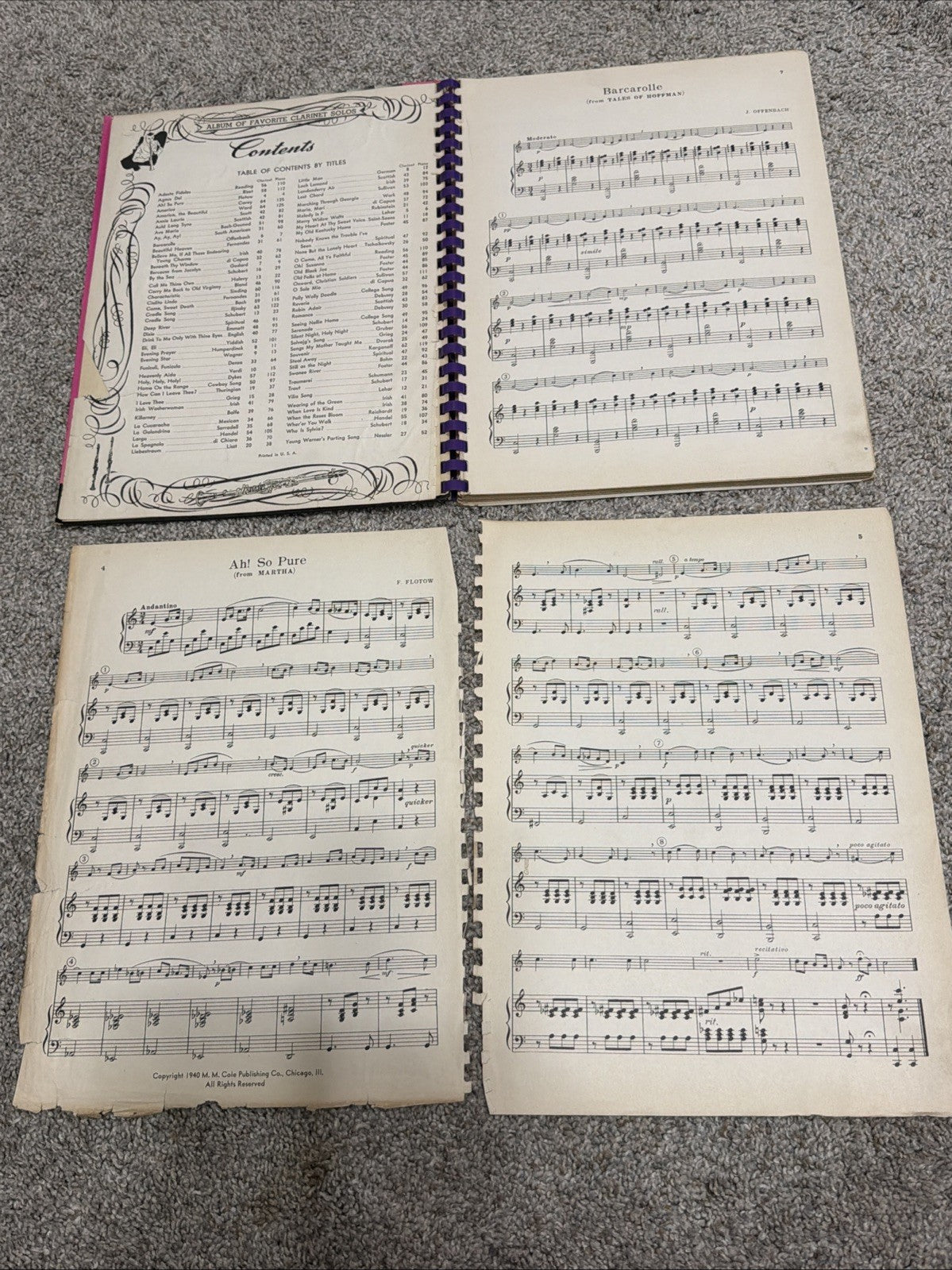 Vintage Clarinet Solos Album 1940 Sheet Music Songbook