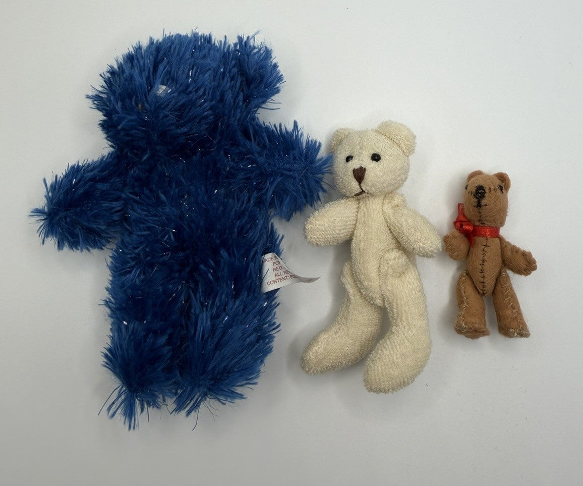 American Girl Doll Mini Blue Sparkle Bear Teddy Bear Plush Toy Accessories Lot 3