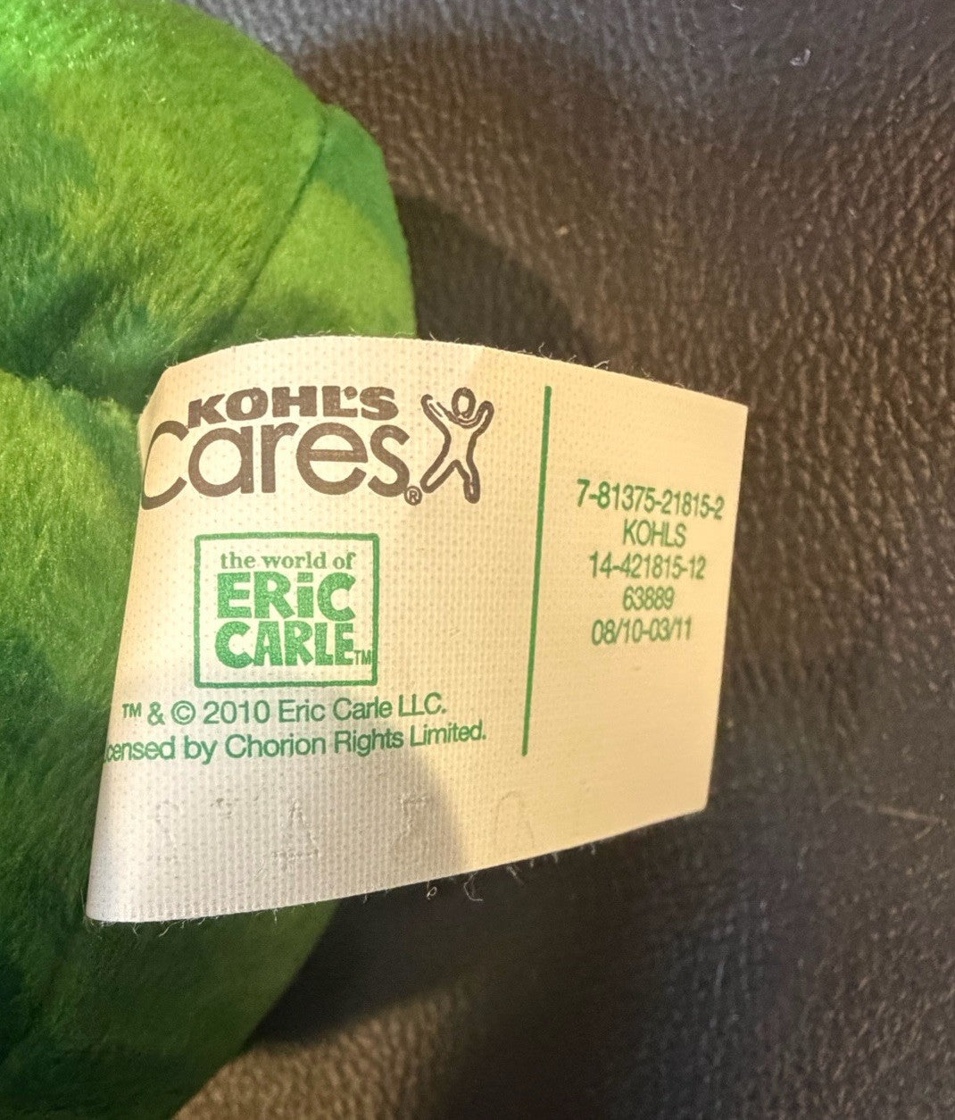 Very Hungry Caterpillar Eric Carle Kohls Cares Plush Stuffed Animal 16 Inch Toy