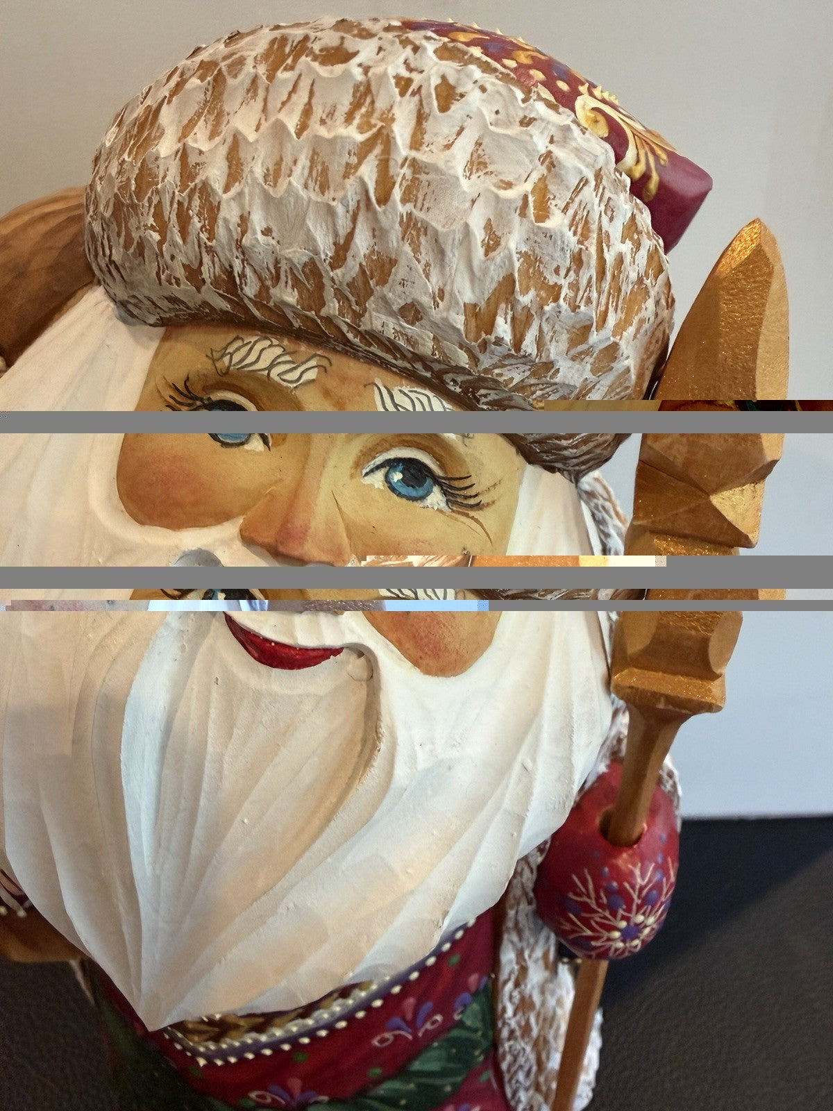 Hand Carved Russian Santa Claus Sergiev Posad Signed Folk Art Figure 9.5" Wood