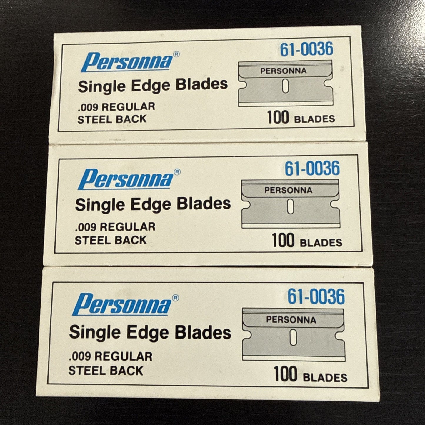 Personna 61-0036 Single Edge Blades .009 STEEL BACK 3 Pack 300 Count