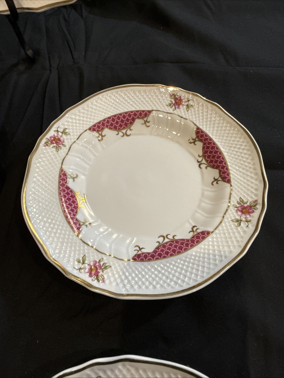 Hollóházi Henriett Pattern Cake Plate Set of 6 w/Matching Serving Tray Hungary