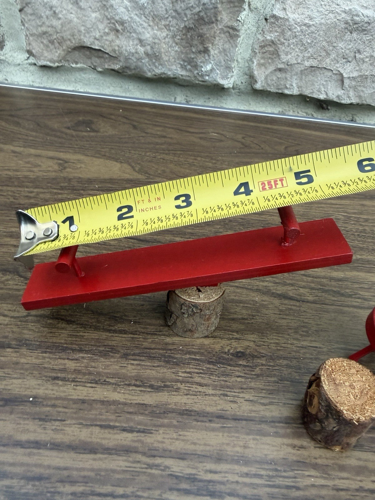 Vintage Miniature Wooden Seesaw Red Captain Chair Mouse Dollhouse Playground Lot