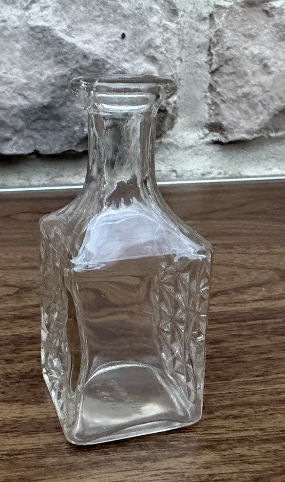 Vintage Czechoslovakian Diamond Quilted Glass Decanter Bottle
