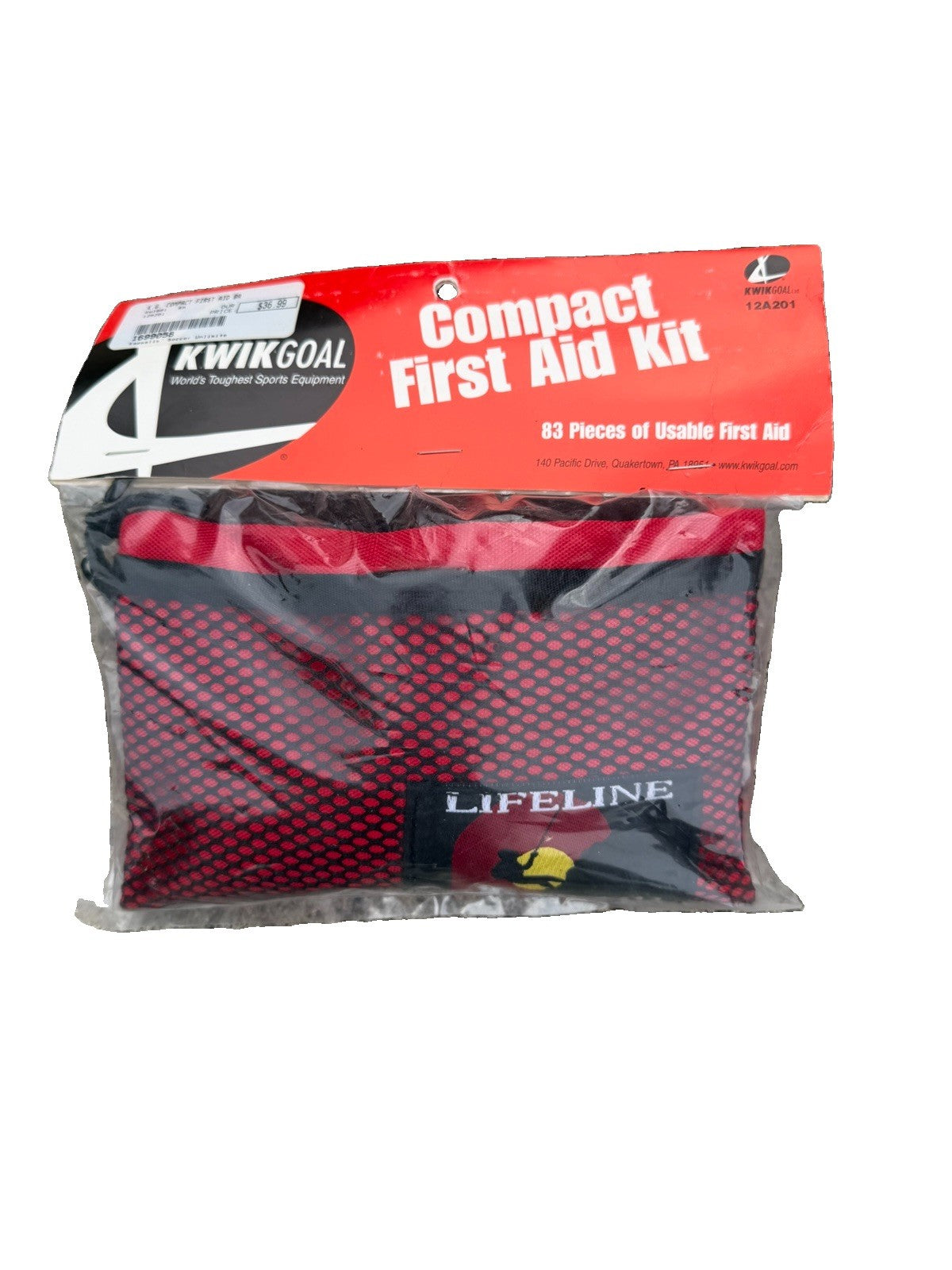 Vintage Kwik Goal Compact First Aid Kit Belt Loops Sealed Soccer Sports Red