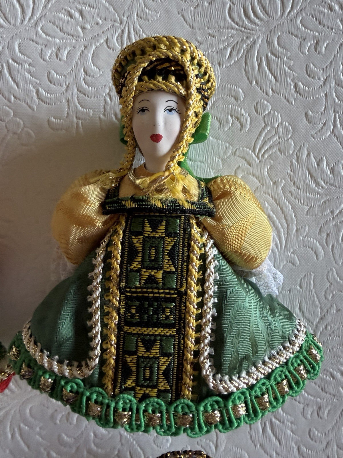 Russian Porcelain Folk Doll Ornaments Set of 6 Traditional Costume NewKokoshnik