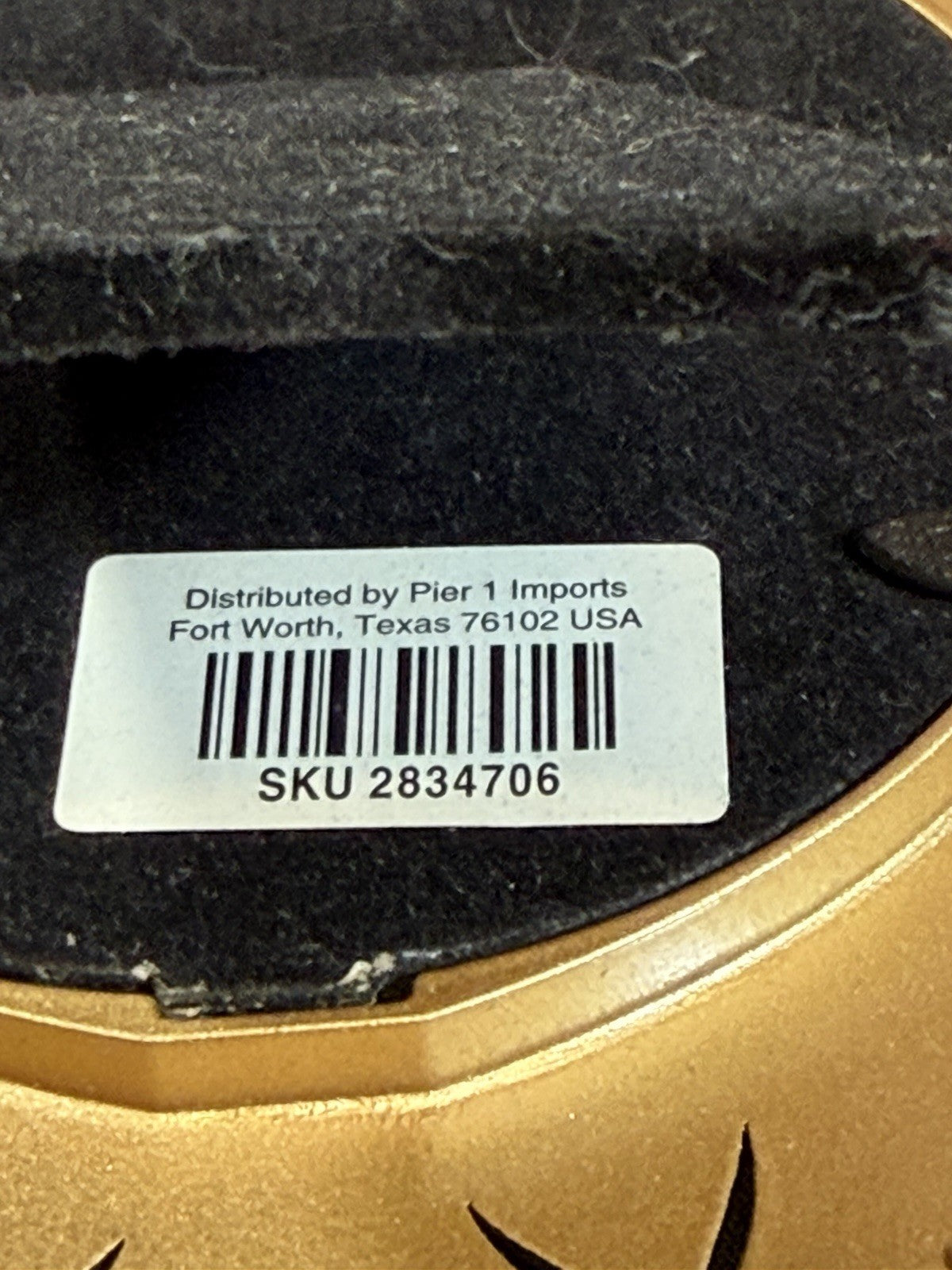Ornate Pier One Metal Round Gem Photo Frame 6” & Amber Crackle Votive 2”