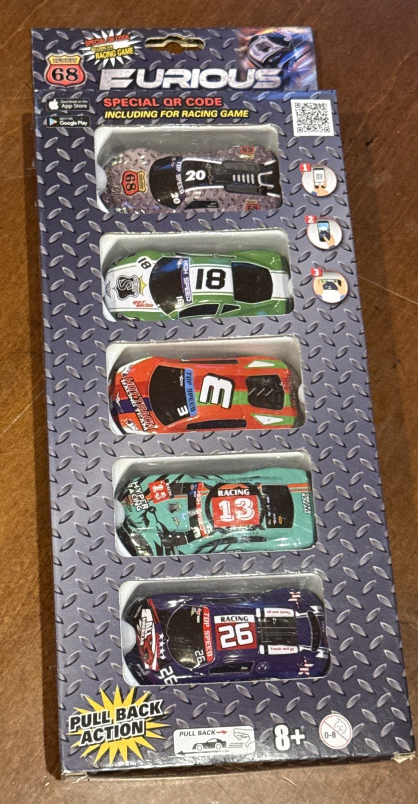 Hwy 68 Furious Road Trip 5 Race Cars Pull Back Action Set