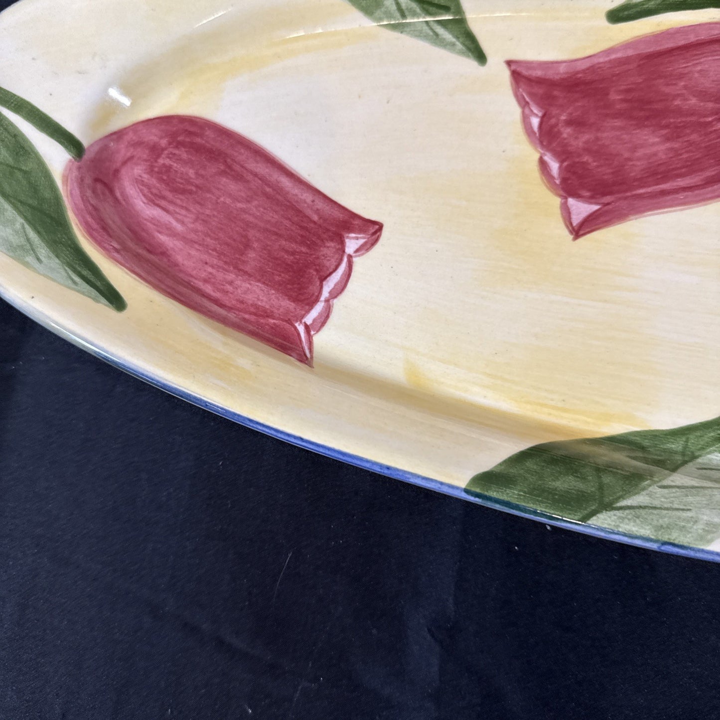 Laurie Gates Oval Ceramic Large Serving Platter 23 1/2" x 8 1/2" Tulips