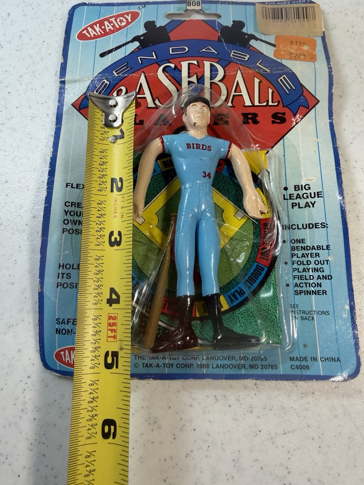 Vintage Bendy Toy Lot 1988 Tak-A-Toy Sealed Baseball & Loose Easter Figures