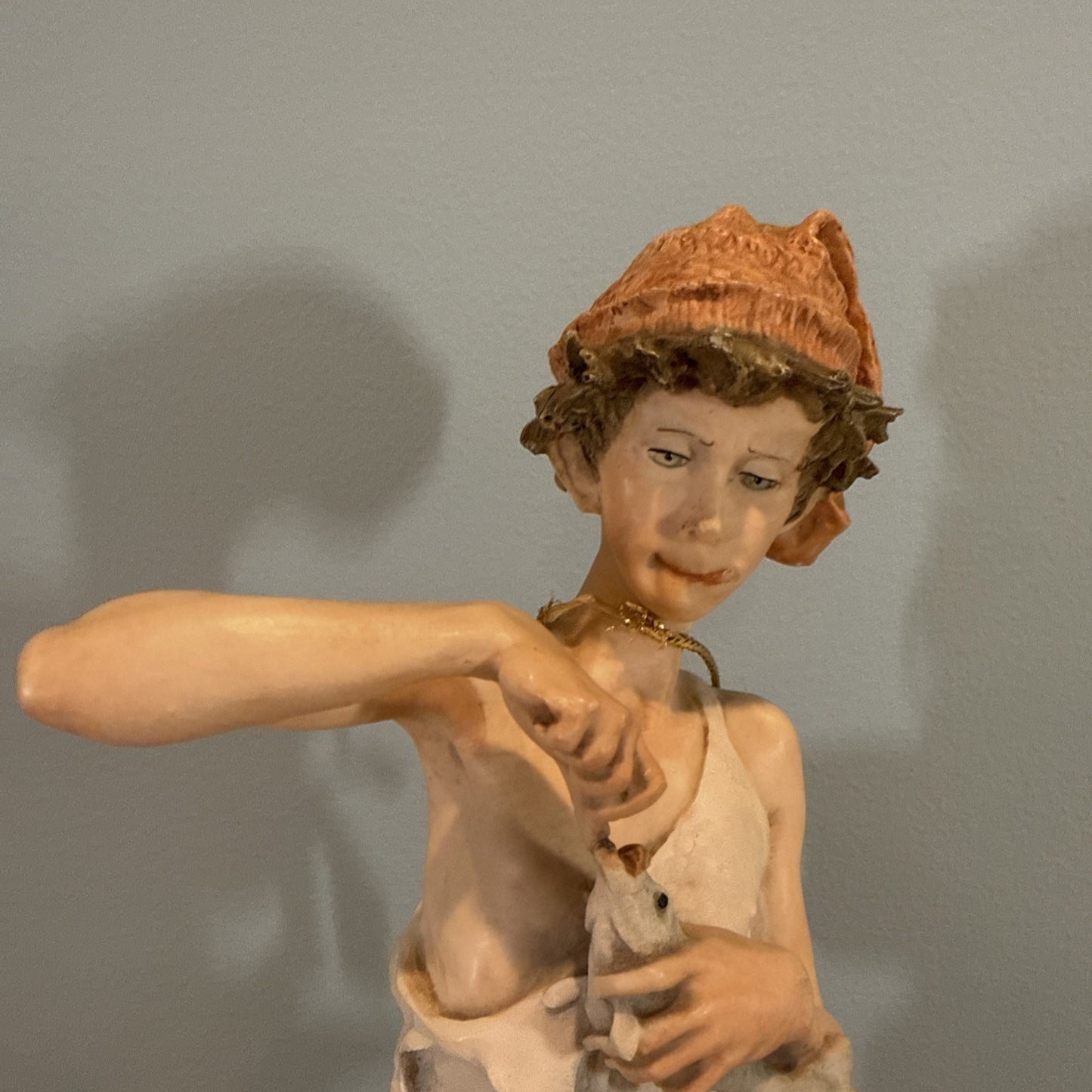 Giuseppe Armani Boy With Fish Figurine 326S Florence Italy COA Vintage