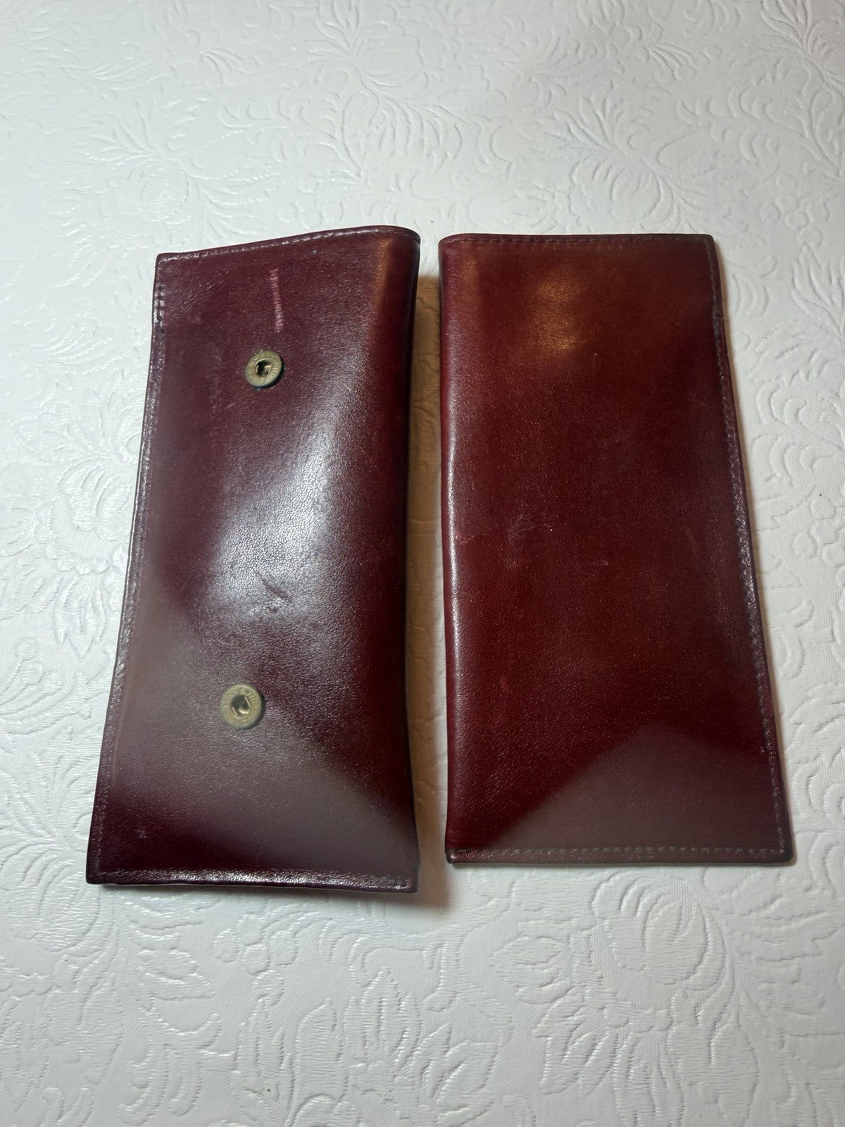 Vintage Lady Bosca Leather Eyeglass Case Keychain Set Burgundy Full Grain