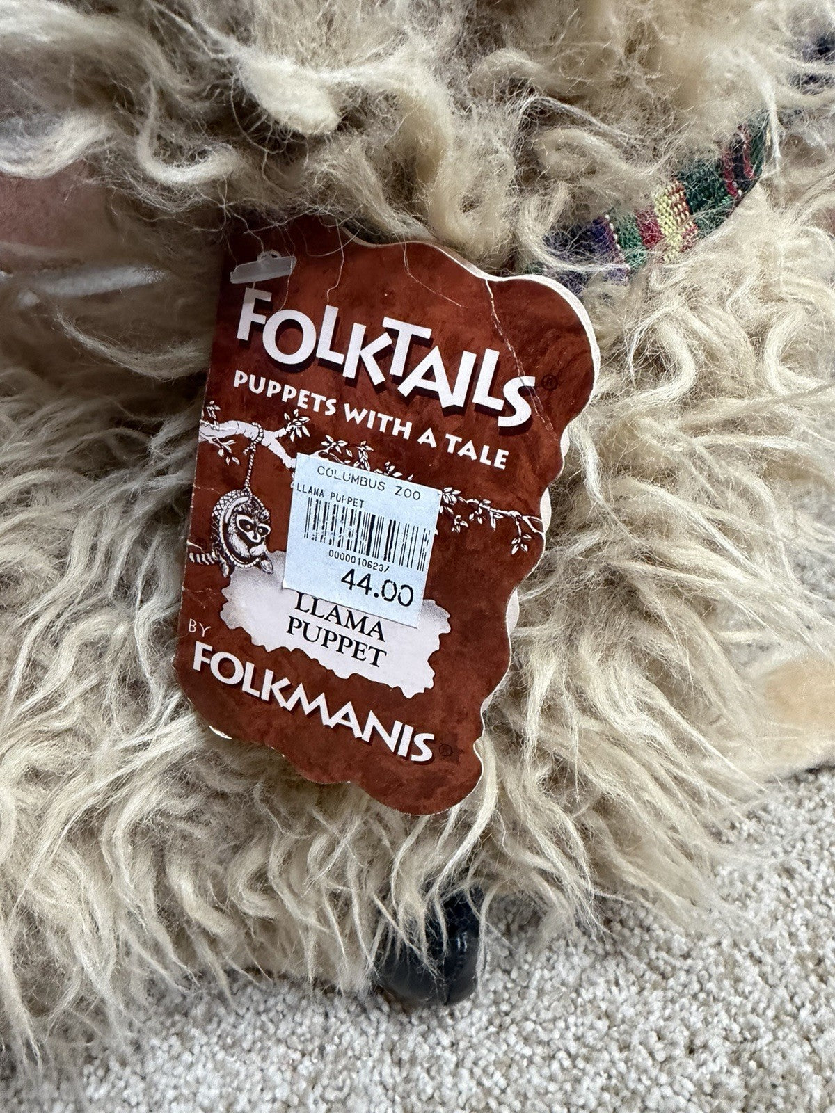 Folkmanis FolkTails Llama Hand Puppet 17" Plush Storytelling Toy Hang Tag