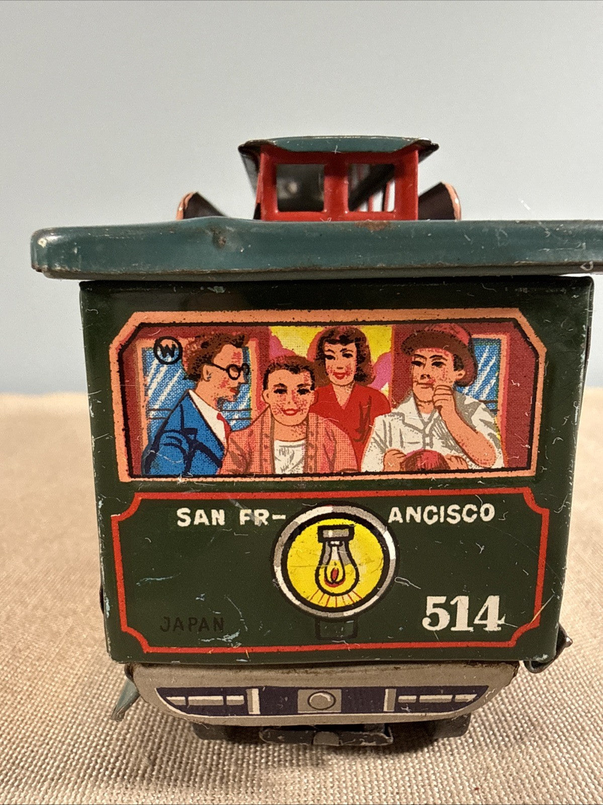 Powell & Mason st Tin Toy street cable Car San Francisco 514 Friction Toy Works