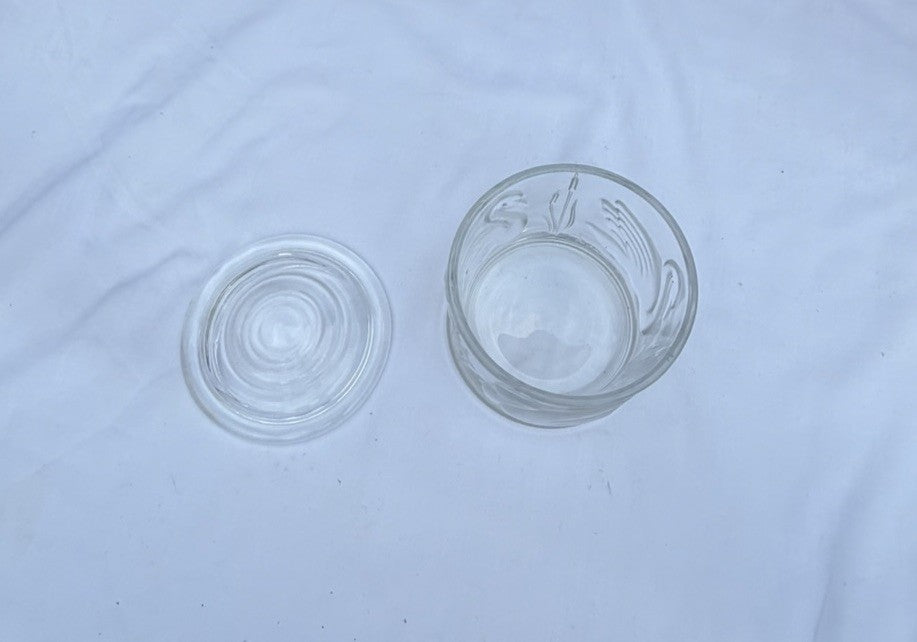 Vintage Teleflora Frosted Glass Swan Covered Jar with Lid Made in France Clear