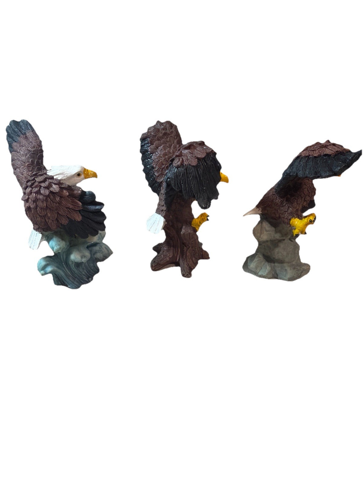 Vintage Resin Bald Eagle Lot of 3 Sitco Eagles 4" Discontinued
