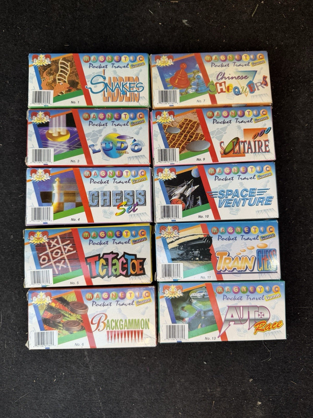 Vintage Magnetic Pocket Travel Games Set of 10 Board Games Retro Auto