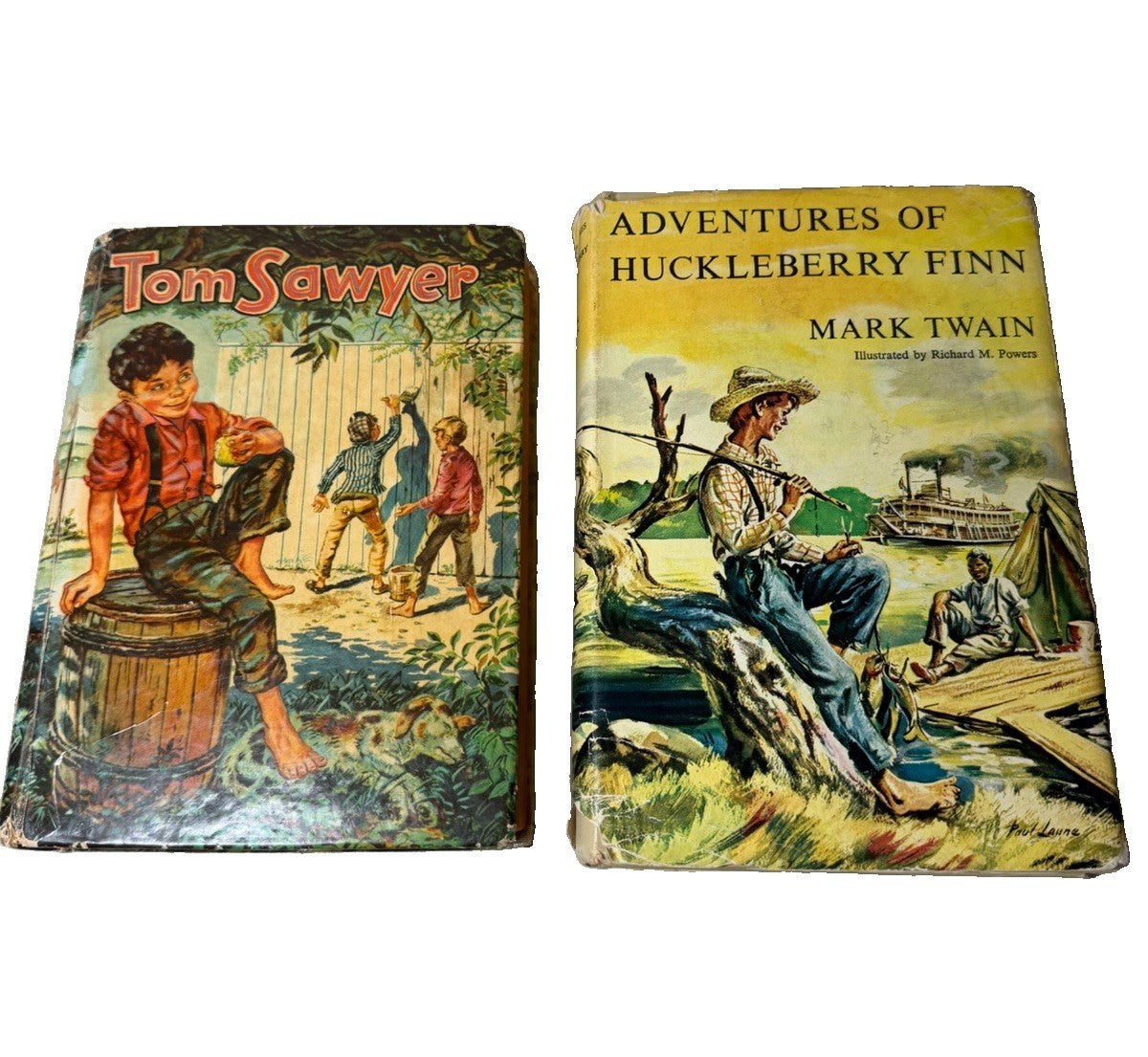 Vintage Mark Twain Hardcover Books Lot Tom Sawyer & Huckleberry Finn 1954-1959