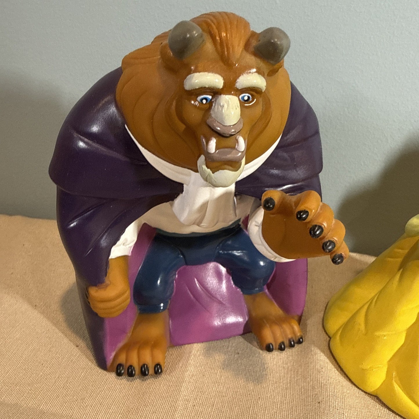 1992 Pizza Hut Beauty And The Beast Hand Puppets Disney Lot Of 4 Vintage