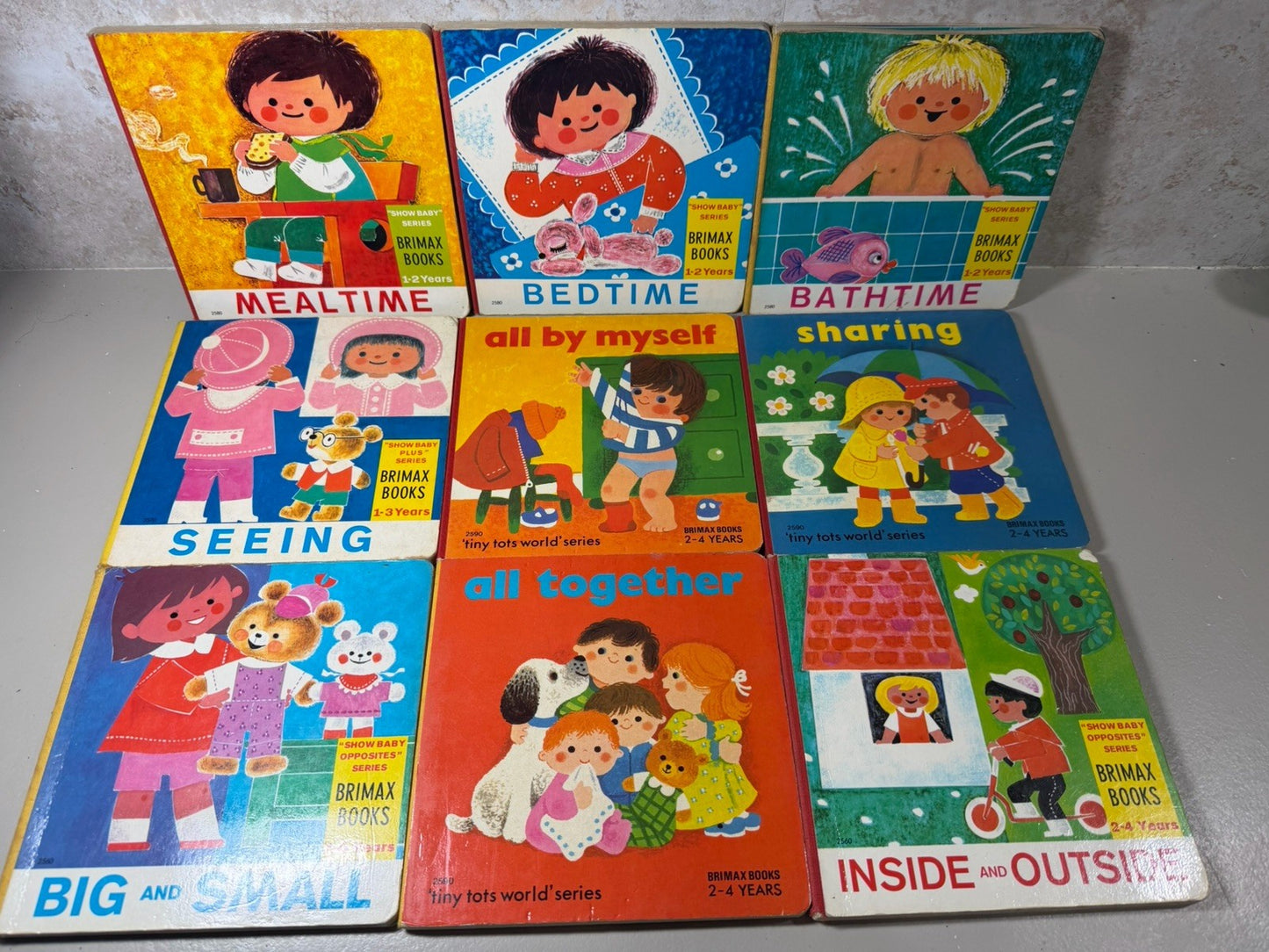Vintage Brimax Tiny Tots Board Books Lot of 9 World Show Baby Opposites Picture