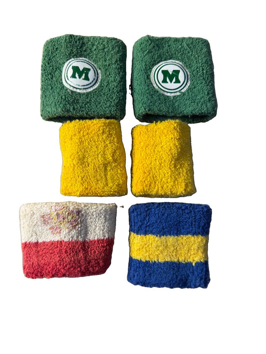 Vintage Athletic Sweatbands Bundle Retro Terrycloth Wristbands Assorted Colors