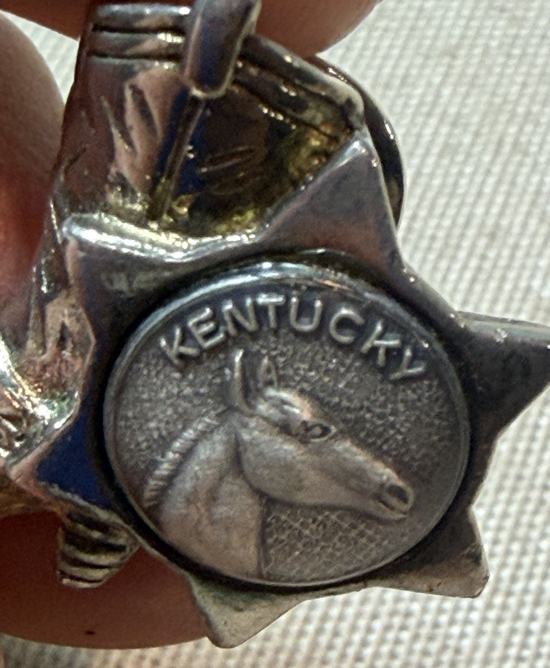 Vintage Cowboy Boot Pin Kentucky Horse Logo Silver Tone Western Brooch