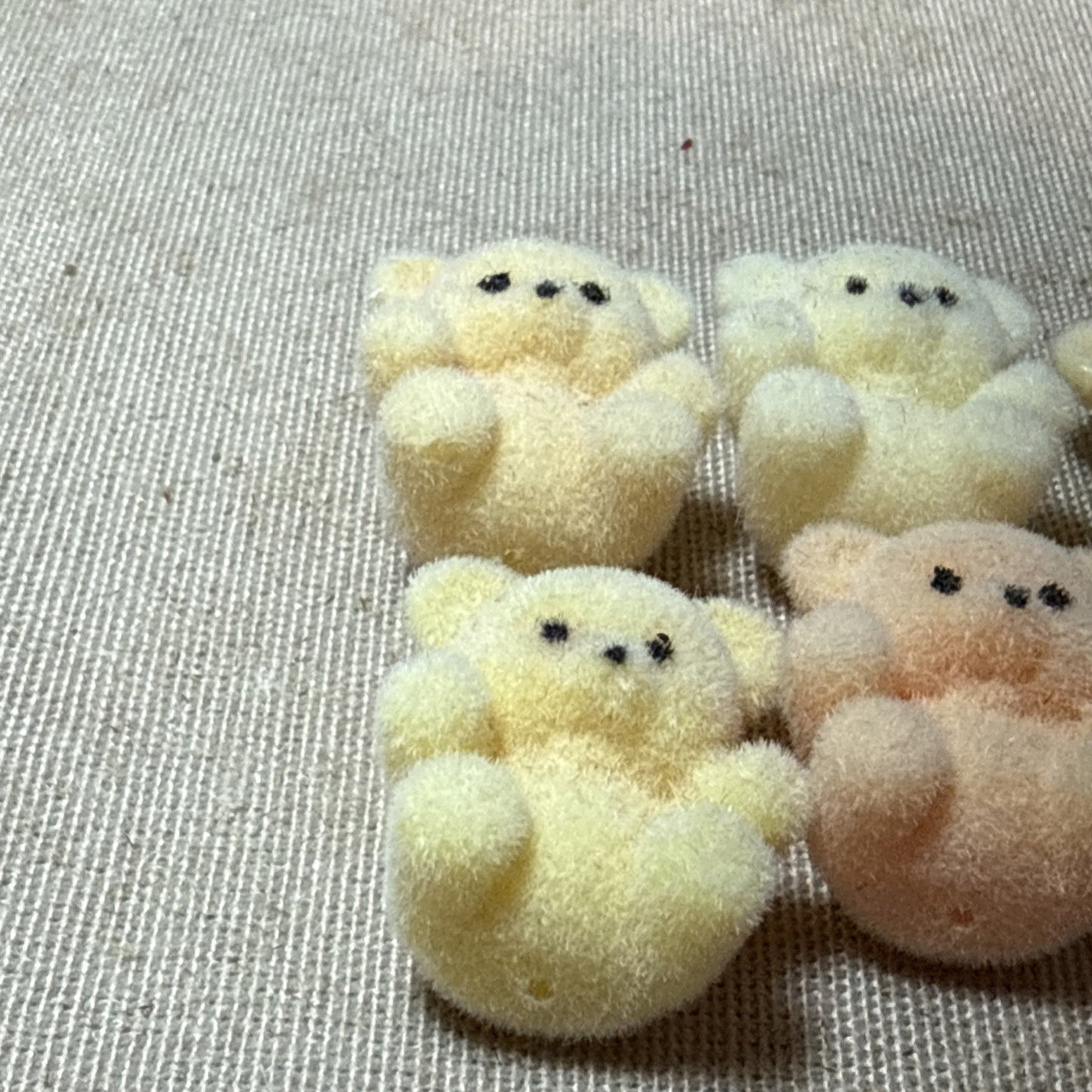 Vintage Mini Flocked Teddy Bear Lot of 22 Pastel 1" Miniature Craft Figure