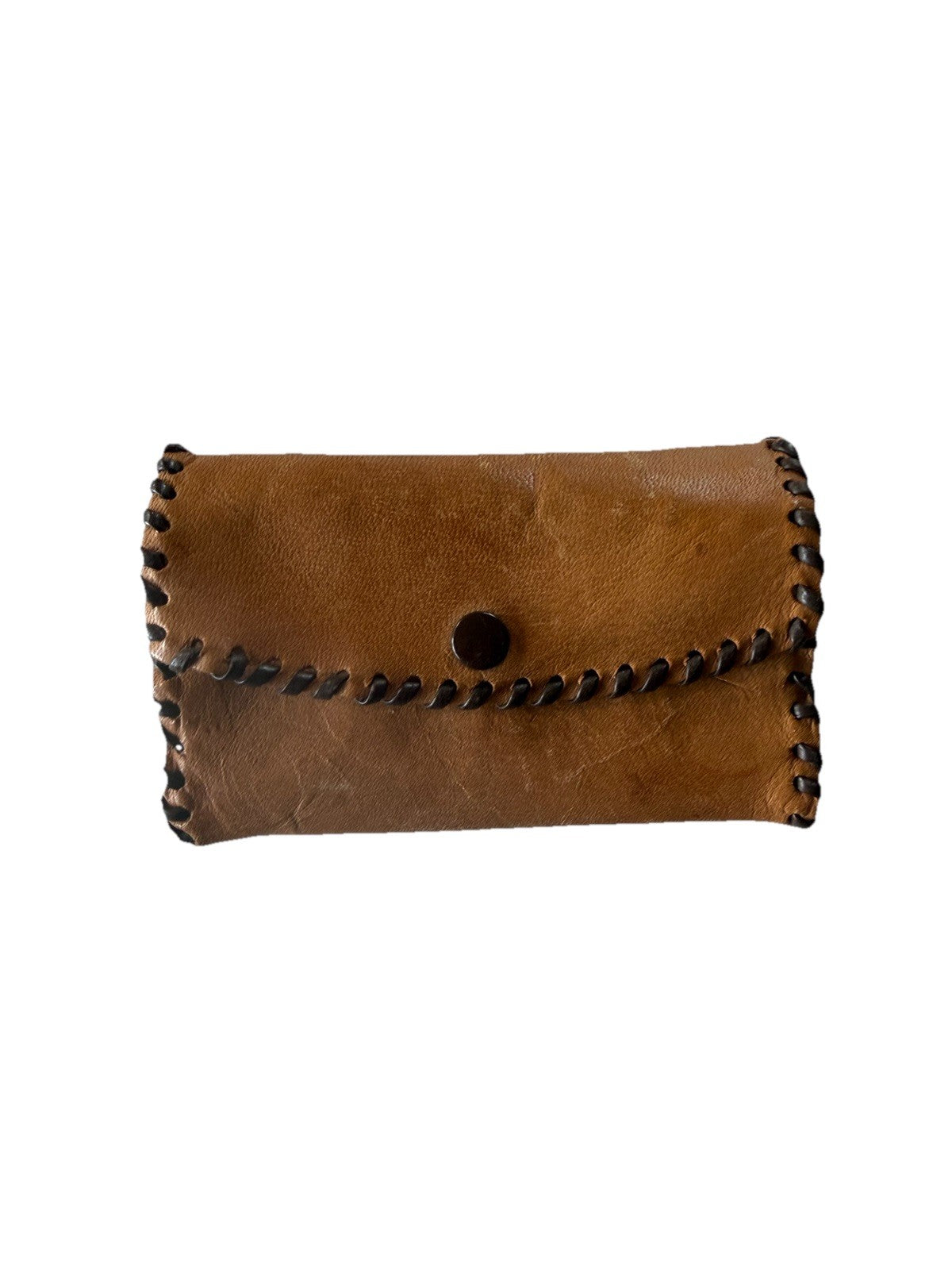 Vintage Hand Tooled Leather Key Case Wallet 6 Hook Amber Plastic Made USA