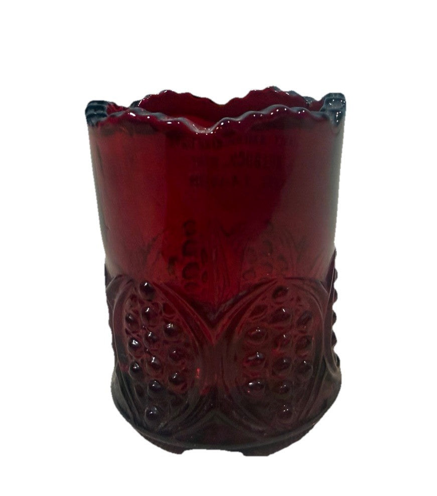 Vintage Ruby Red Glass Toothpick Holder Early American Days 1988 Souvenir