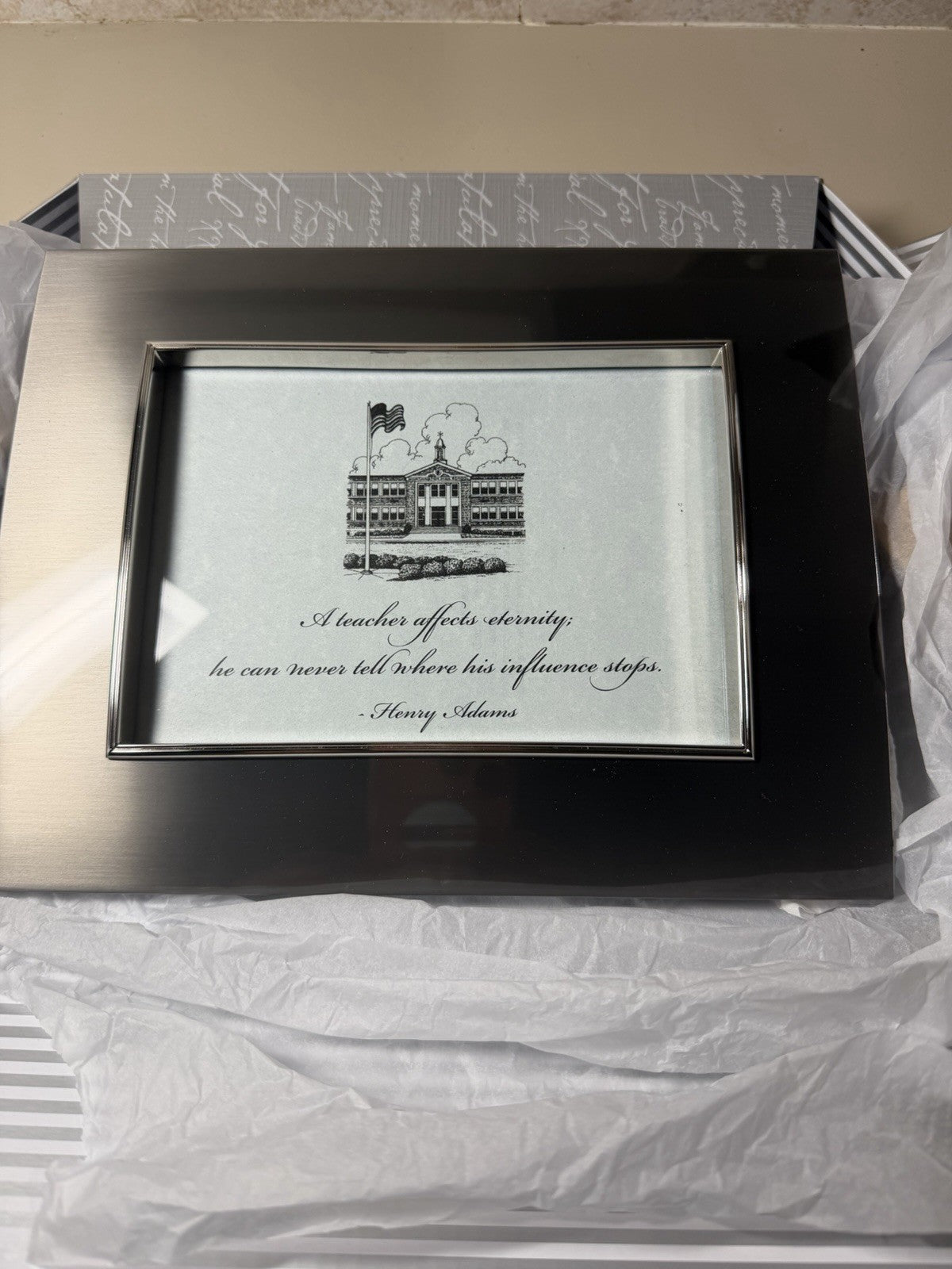 Things Remembered Teacher Picture Frame Henry Adams Quote Boxed New 2012 8.5"x9"