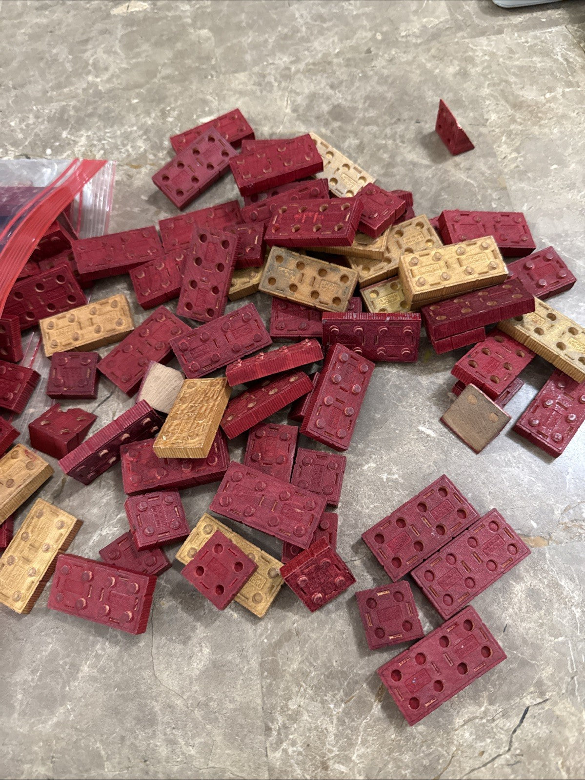 Halsam American Bricks Wood Blocks Vintage 1940s Building Set almost 3lbs