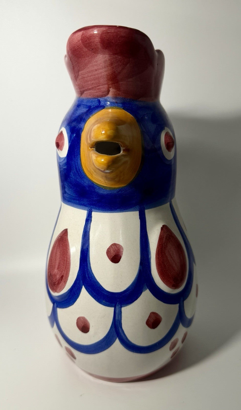 Solimene Pottery Vietri Hand Painted Chicken Hen Pitcher Jug 7 Inch
