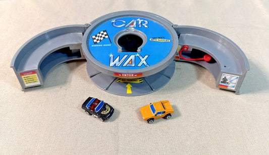 Vintage 1989 Galoob Micro Machines Car Wax Car Wash Playset Blue Gray Toy Set