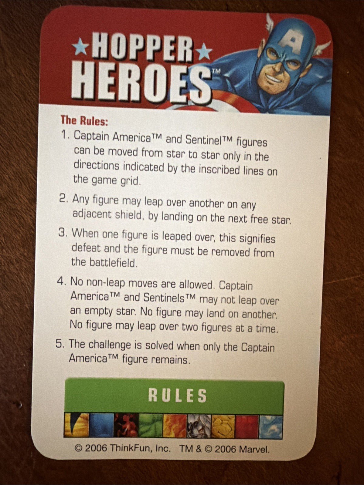 Marvel Heroes Hopper Heroes Game ThinkFun Captain America 3 Levels