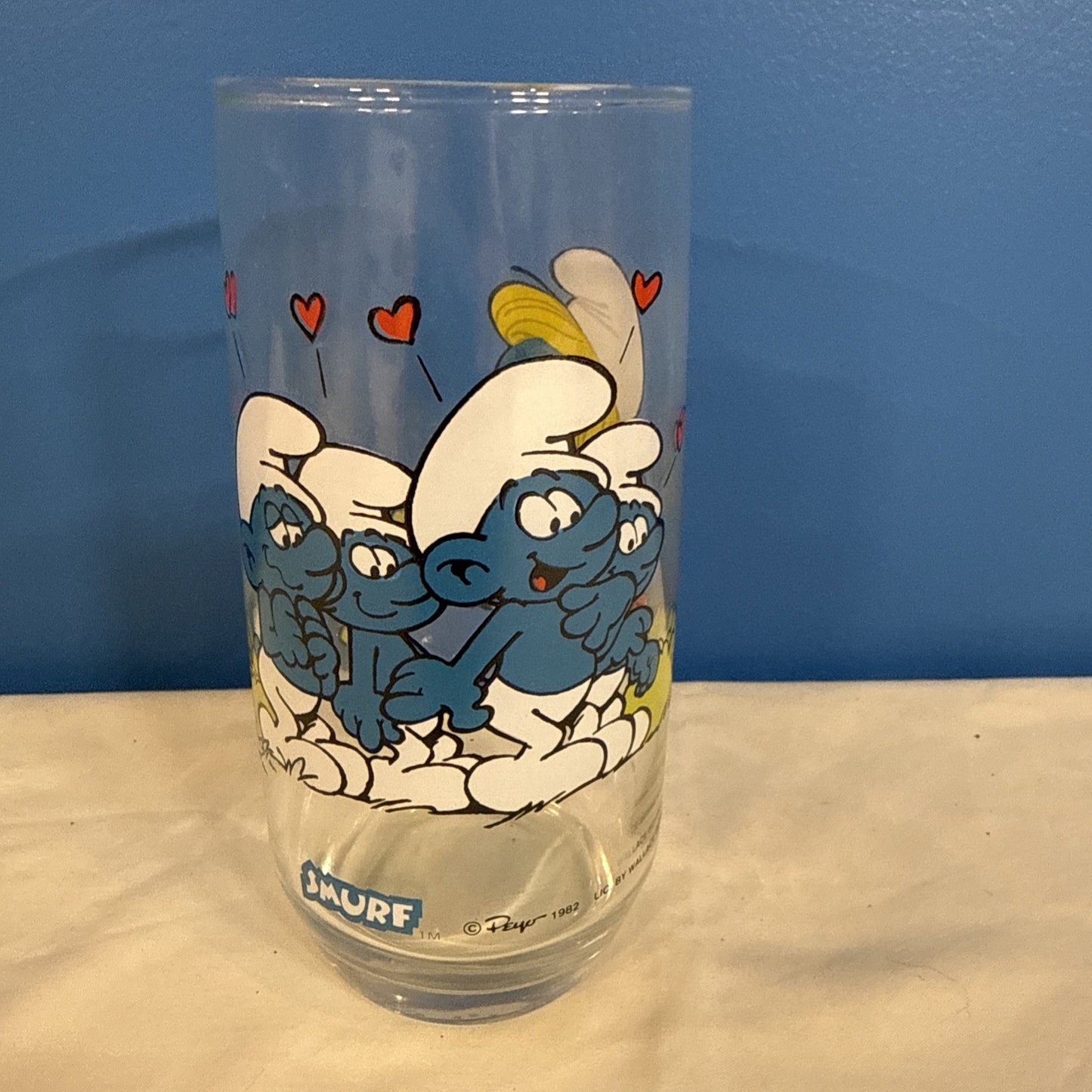 Vintage 1982 Smurfs Peyo Wallace Berrie Collectible Drinking Glasses Set of 7