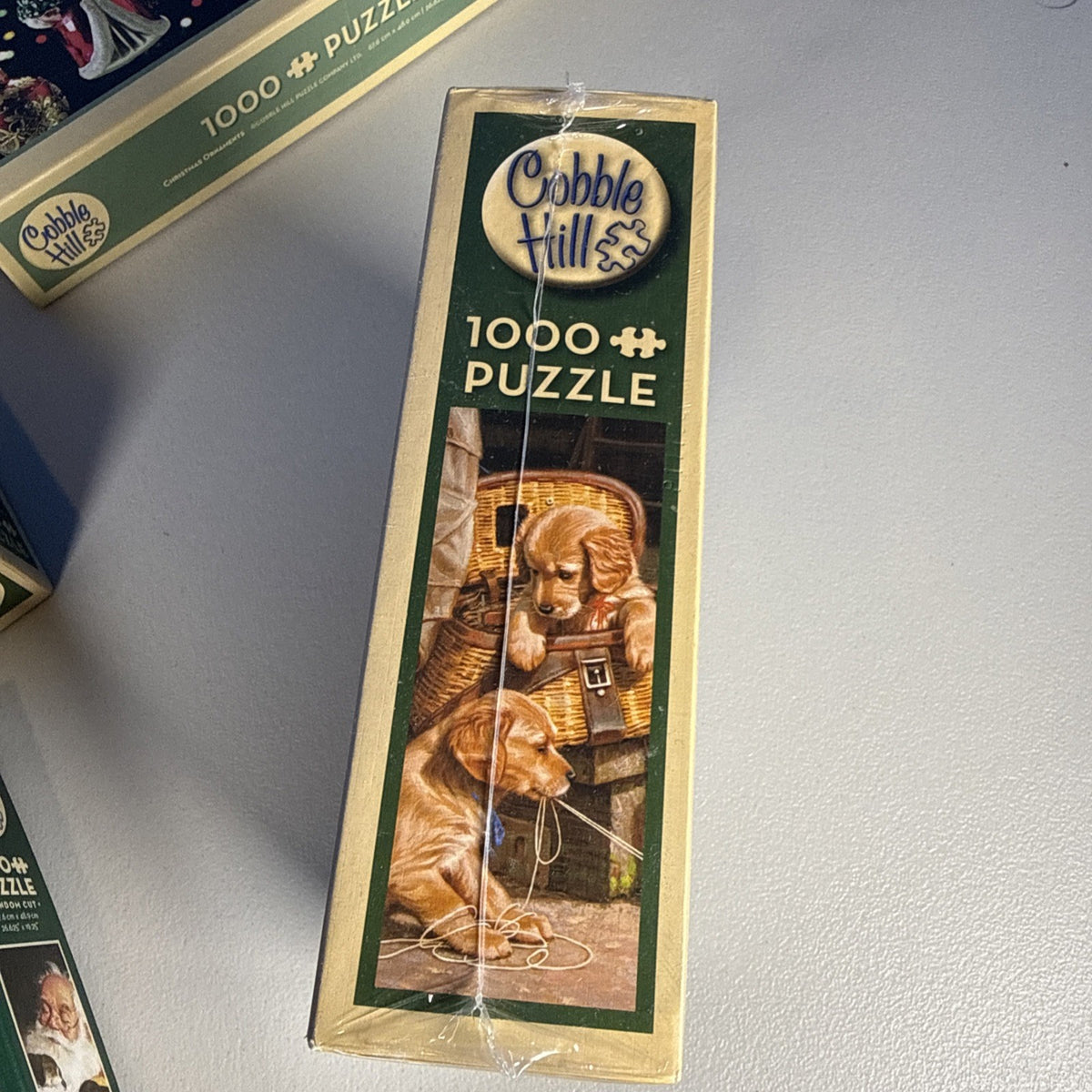 Cobble Hill Lot of 4 - 1000 Piece Christmas Jigsaw Puzzles Santa Dogs Ornament