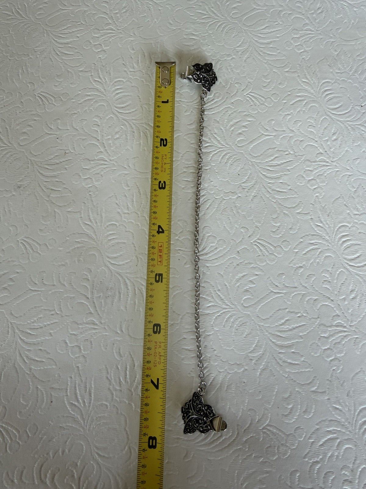 Vintage Butterfly Sweater Shawl Clips Dark Silver Tone 8 Inch Chain Accessory